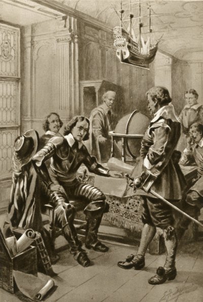 Robert Blake visita Oliver Cromwell nella Sala del Consiglio a Whitehall da Edward Frederick Skinner