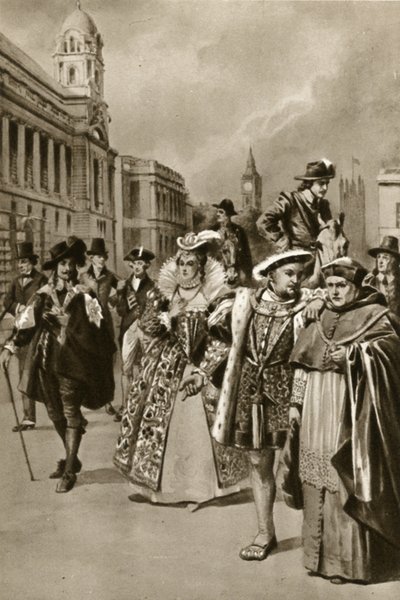Strade di Londra: Re Carlo I, Regina Elisabetta I, Re Enrico VIII, Cardinale Wolsey da Edward Frederick Skinner
