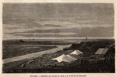 Cantieri navali di Port Said, sul bordo del Canale di Suez, alla sua uscita dal Lago Menzaleh da Edward Grenet