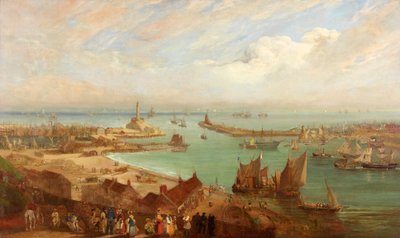 Porto di Sunderland da Roker, c.1850-c.1855 da Edward Hastings