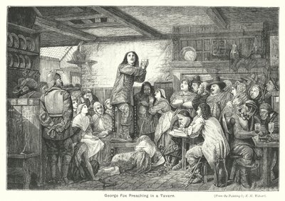 George Fox che predica in una taverna da Edward Henry (after) Wehnert
