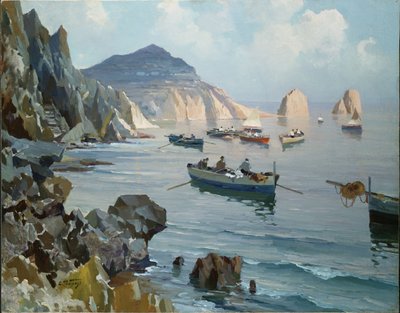 Barche in una baia rocciosa da Edward Henry Potthast