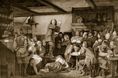 George Fox che predica in una taverna, c.1650 da Edward Henry Wehnert