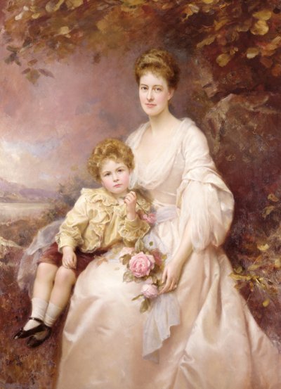 Ritratto di Laura Gwendolen Gascoigne e suo figlio Alvary da Edward Hughes