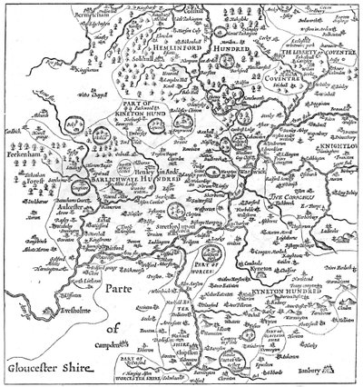 Mappa di Stratford-upon-Avon e delle aree circostanti, 1610 1885 da Edward Hull