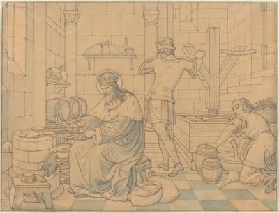 San Venceslao che Cucina Ostie mentre Due Giovani Pigiavano Uva da Edward Jakob von Steinle