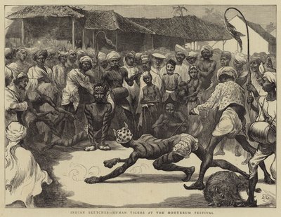 Schizzi Indiani, Tigri Umane al Festival di Mohurrum da Edward John Gregory