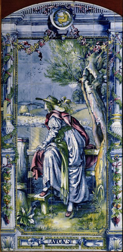 Agosto, da una serie di pannelli di piastrelle per la cucina olandese, 1867-8 da Edward John Poynter