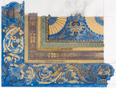 Design per il soffitto centrale della sala da biliardo a Wortley Hall da Edward John Poynter