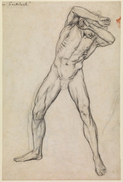 Studio di un nudo maschile per "Fedele fino alla morte", recto, c.1865 da Edward John Poynter