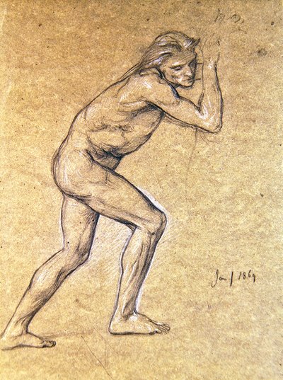 Studio di un nudo maschile per Il ritorno del figliol prodigo, 1869 da Edward John Poynter