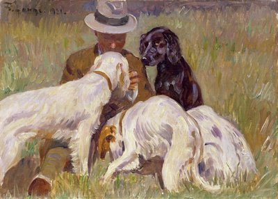 Uomo con i suoi setter da Edward Lange