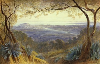Vista lontana di Nizza dalle colline da Edward Lear