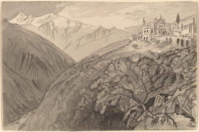 Una città su un santuario in cima alla collina di Lampedusa, 1884-1885 da Edward Lear
