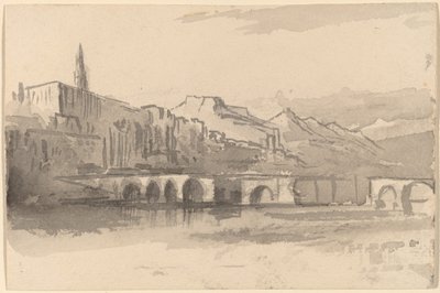 Ponte con montagne in lontananza (Ventimiglia) da Edward Lear