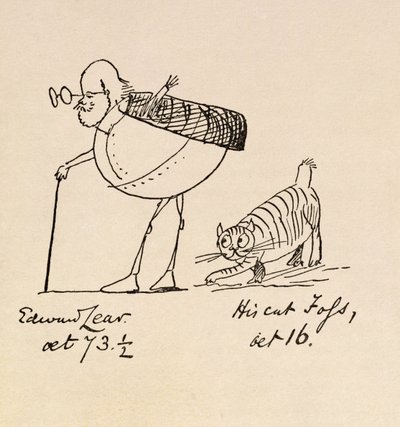 Edward Lear di 73 anni e mezzo e il suo gatto Foss di 16 anni da Edward Lear