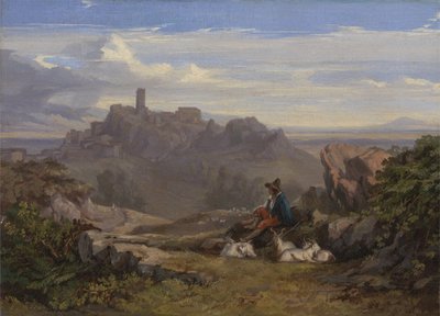 Paesaggio con capraio, c.1842 da Edward Lear