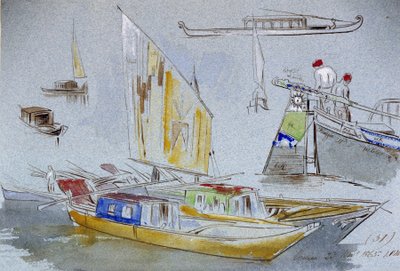 Studi di barche veneziane da Edward Lear