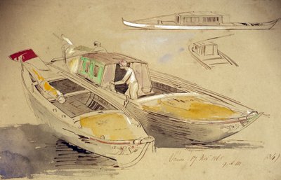 Studi di barche veneziane, sulla riva da Edward Lear