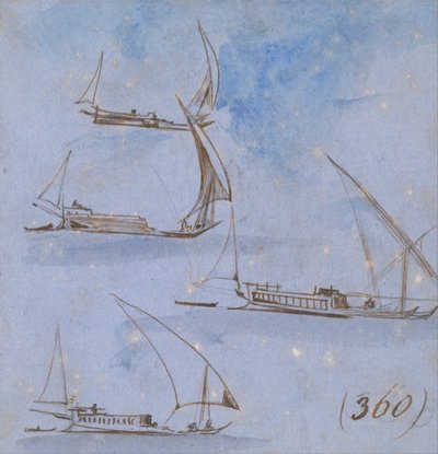 Studi di imbarcazioni sul Nilo da Edward Lear