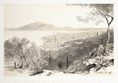 Vista dalla collina del castello, guardando verso Monte Skopo, Zante, 1863 da Edward Lear