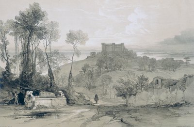 Vedute di Roma e dei suoi Dintorni: Castello e Città di Bracciano sul Lago Omonimo da Edward Lear