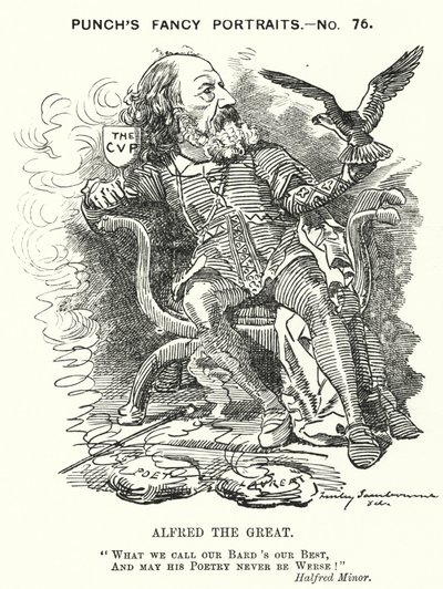 Cartone animato di Punch: Alfred, Lord Tennyson, poeta inglese (incisione) da Edward Linley (after) Sambourne