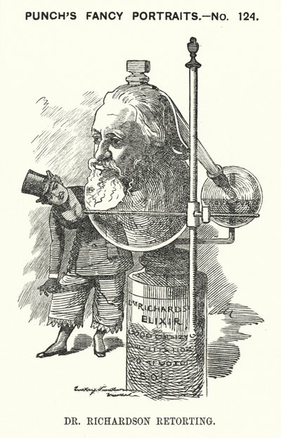 Cartone animato Punch: Benjamin Ward Richardson, medico inglese (incisione) da Edward Linley (after) Sambourne
