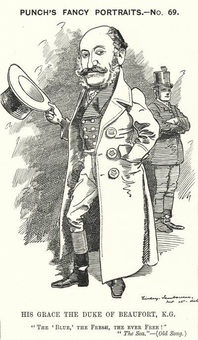 Cartone animato di Punch: Henry Charles Fitzroy Somerset, 8º Duca di Beaufort, soldato e politico conservatore inglese da Edward Linley (after) Sambourne