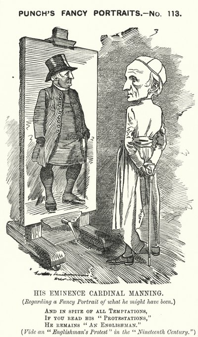 Cartone animato Punch: Henry Edward Manning, cardinale inglese e arcivescovo cattolico di Westminster da Edward Linley (after) Sambourne