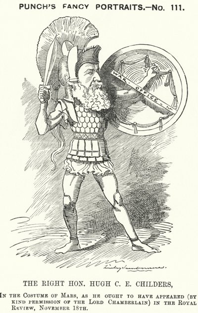 Cartone animato Punch: Hugh Childers, politico liberale inglese (incisione) da Edward Linley (after) Sambourne