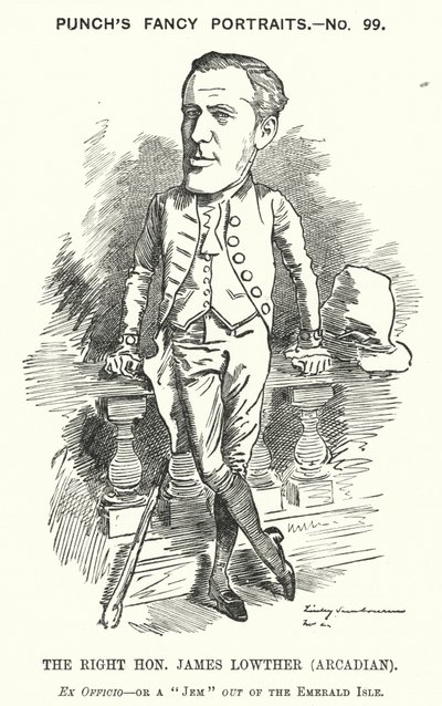 Cartone animato di Punch: James Lowther, politico conservatore inglese e sportivo da Edward Linley (after) Sambourne