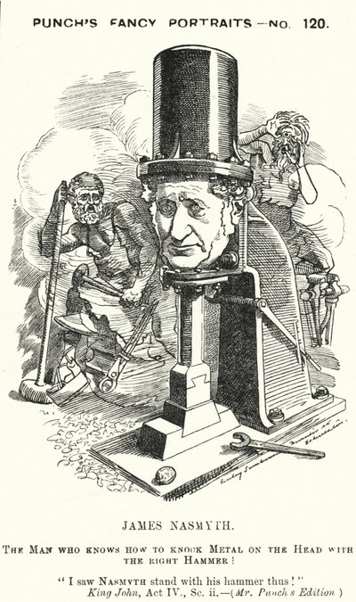 James Nasmyth, ingegnere scozzese e inventore del martello a vapore (incisione) da Edward Linley (after) Sambourne