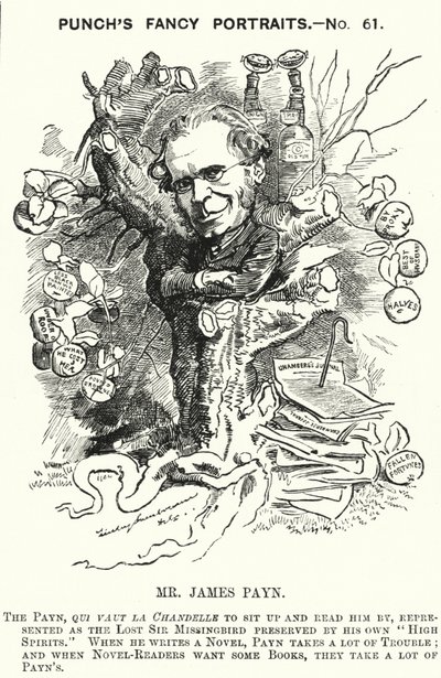 Cartone animato di Punch: James Payn, romanziere inglese (incisione) da Edward Linley (after) Sambourne