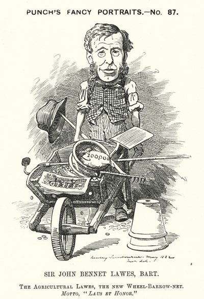 Cartone animato Punch: John Bennet Lawes, imprenditore e scienziato agricolo inglese (incisione) da Edward Linley (after) Sambourne