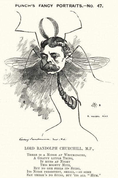 Cartone animato Punch: Lord Randolph Churchill, politico conservatore inglese da Edward Linley (after) Sambourne