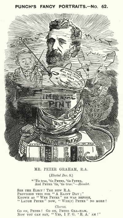 Cartone animato di Punch: Peter Graham, artista scozzese (incisione) da Edward Linley (after) Sambourne