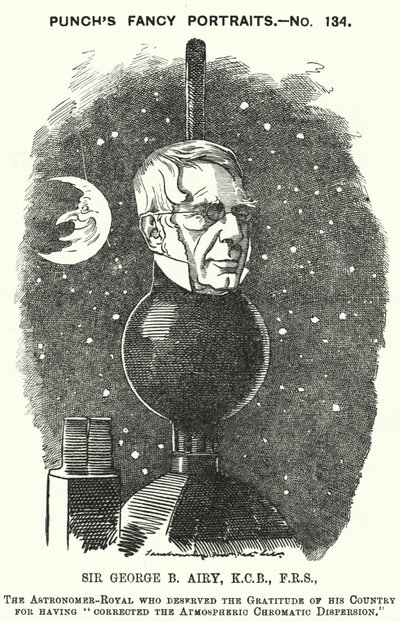 Cartone animato Punch: Sir George Biddell Airy, Astronomo Reale inglese da Edward Linley (after) Sambourne