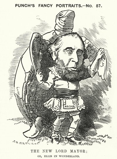 Sir John Ellis, Lord Mayor di Londra nel 1881 (incisione) da Edward Linley (after) Sambourne