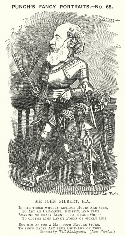 Cartone animato Punch: Sir John Gilbert, artista inglese da Edward Linley (after) Sambourne