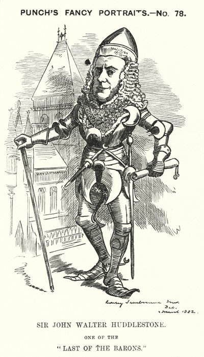 Cartone animato Punch: Sir John Walter Huddleston, avvocato e giudice inglese (incisione) da Edward Linley (after) Sambourne