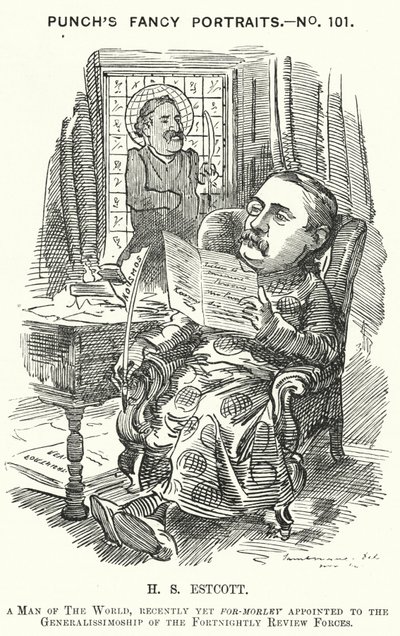 Cartone animato di Punch: Thomas Hay Sweet Estcott, giornalista e redattore inglese da Edward Linley (after) Sambourne