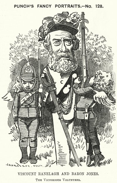 Cartone animato di Punch: Thomas Heron Jones, 7° Visconte Ranelagh e Barone Jones di Navan, promotore del movimento volontario per l