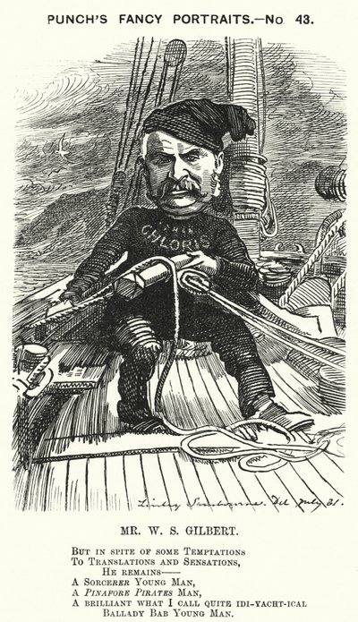 Cartone animato Punch: W S Gilbert, drammaturgo e librettista inglese (incisione) da Edward Linley (after) Sambourne