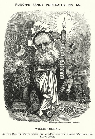 Cartone animato Punch: Wilkie Collins, romanziere, drammaturgo e scrittore di racconti inglese (incisione) da Edward Linley (after) Sambourne