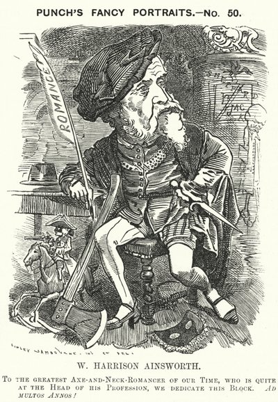 Cartone animato Punch: William Harrison Ainsworth, romanziere storico inglese (incisione) da Edward Linley (after) Sambourne