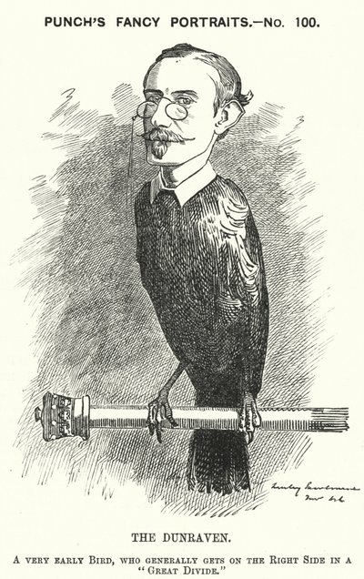 Cartone animato Punch: Windham Wyndham-Quin, 4° conte di Dunraven e Mount-Earl, giornalista anglo-irlandese, proprietario terriero e politico conservatore (incisione) da Edward Linley (after) Sambourne