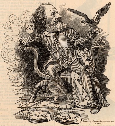 Caricatura di Alfred Tennyson (1809-1893) poeta inglese da Edward Linley Sambourne