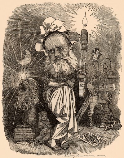 Caricatura di Wilkie Collins (1824-1889) romanziere da Edward Linley Sambourne