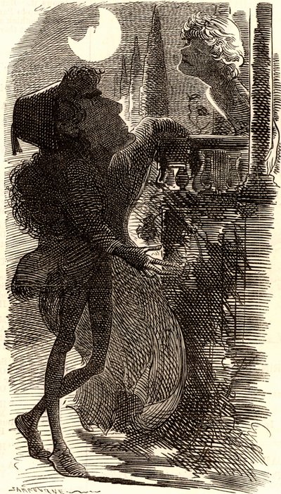 Henry Irving nella scena del balcone di "Romeo e Giulietta" da Edward Linley Sambourne